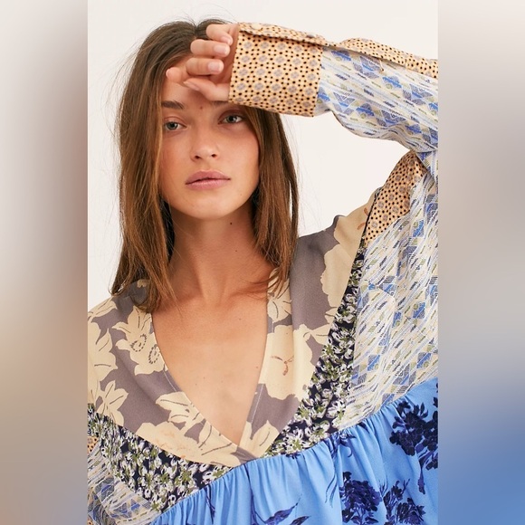 Free People aloha state of mind semi cropped patchwork top medium - Picture 3 of 11